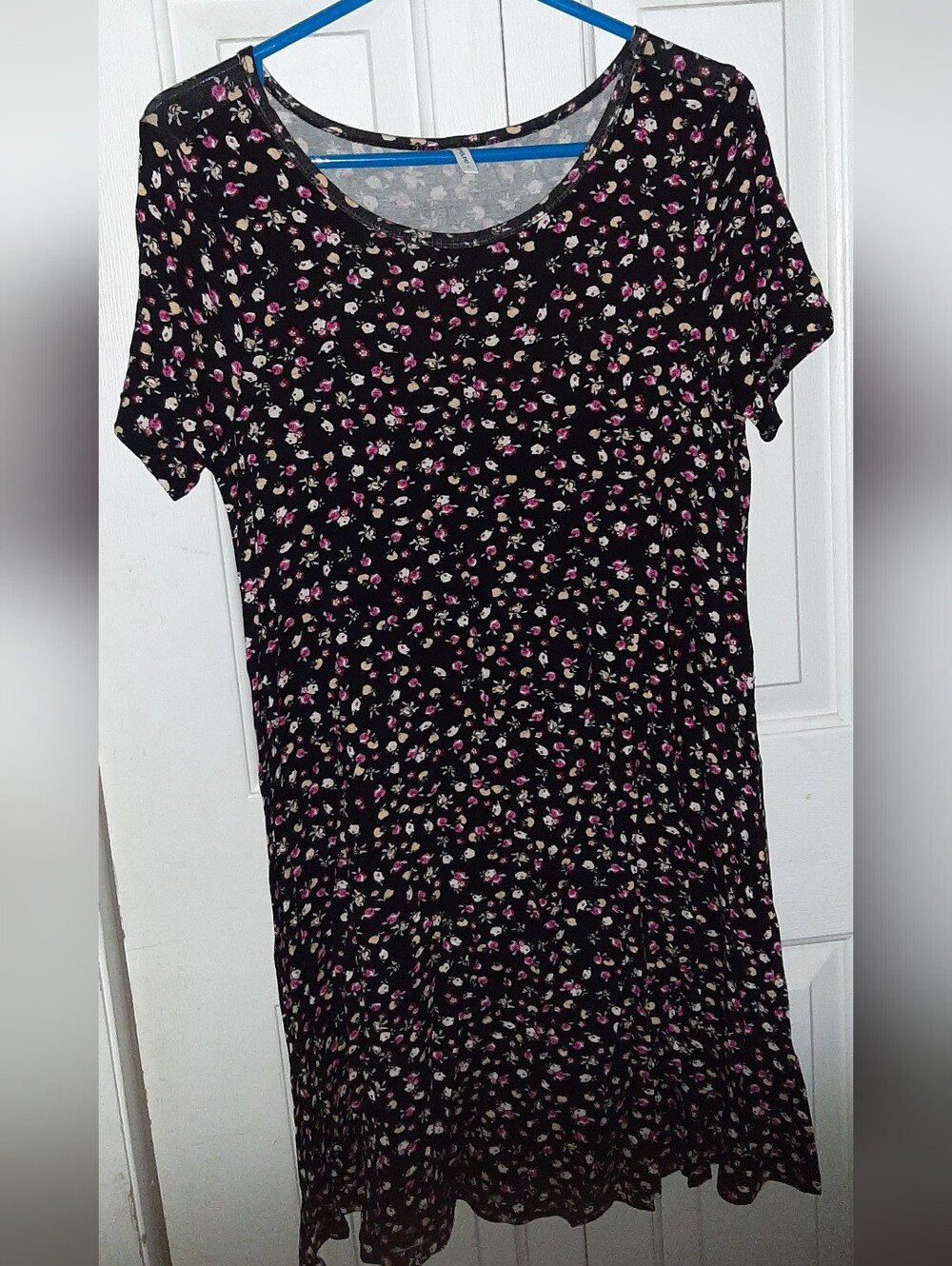 POPYOUNG Women's Summer Casual Floral T-Shirt Dress Size L